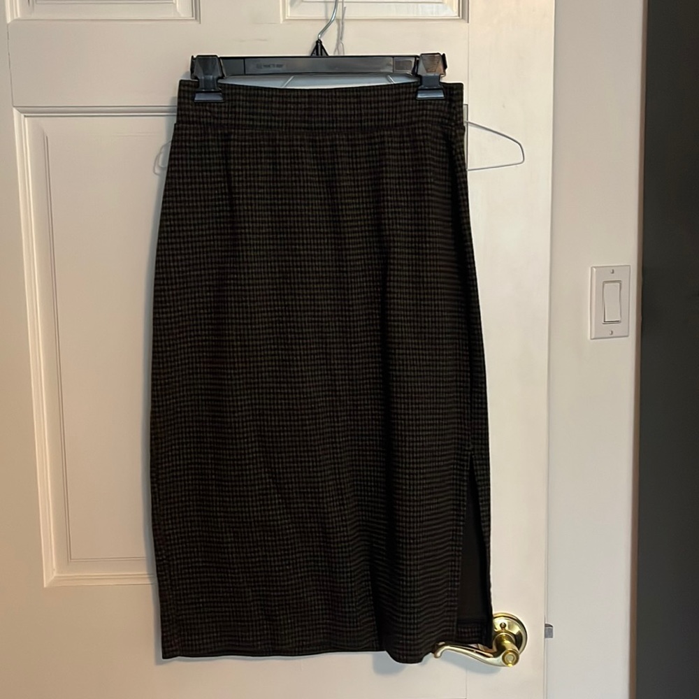 Lou & Grey Green and Black Checked Pencil Skirt Size Small